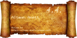 Altman Anett névjegykártya